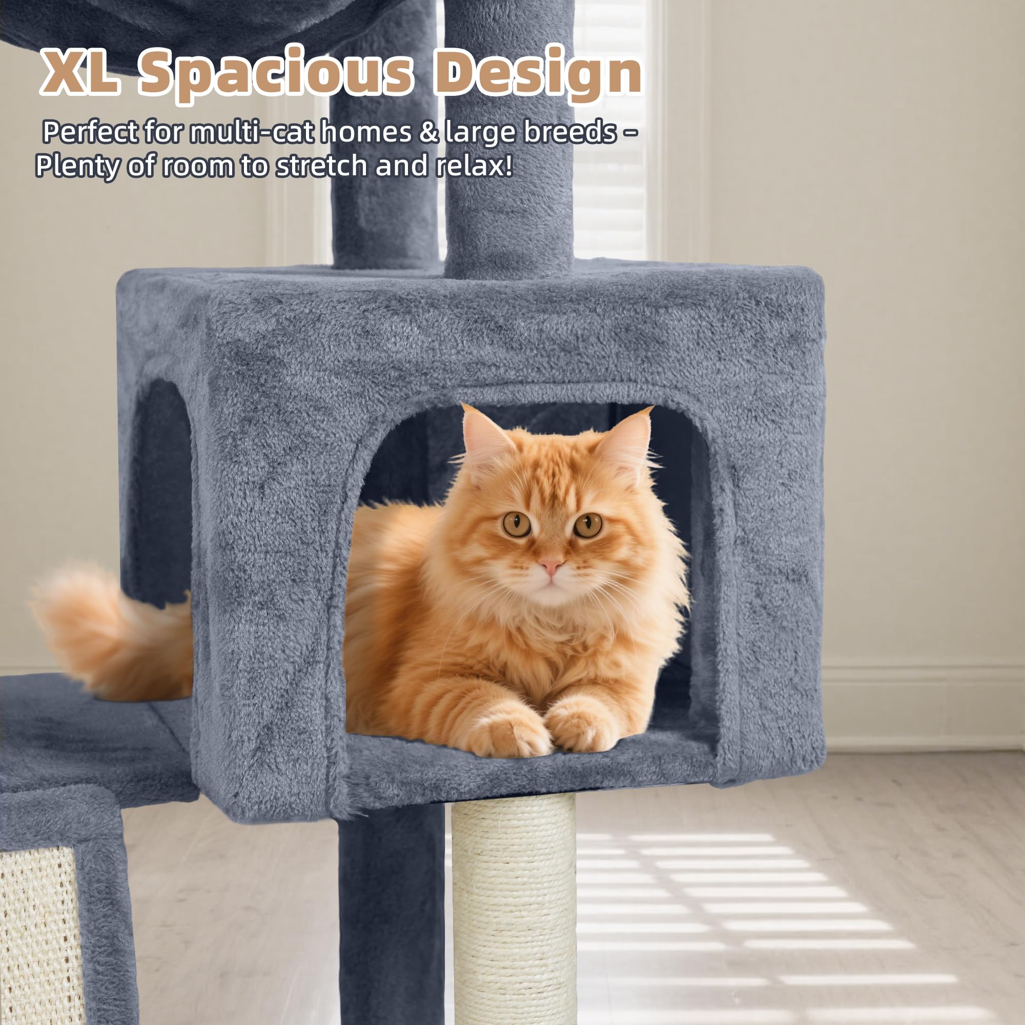 Tuaoeef interior-ready design blends with neutral decor and cat activities.
