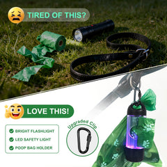 Tubasion 3-in-1 dog poop bag holder on leash during a walk for easy access