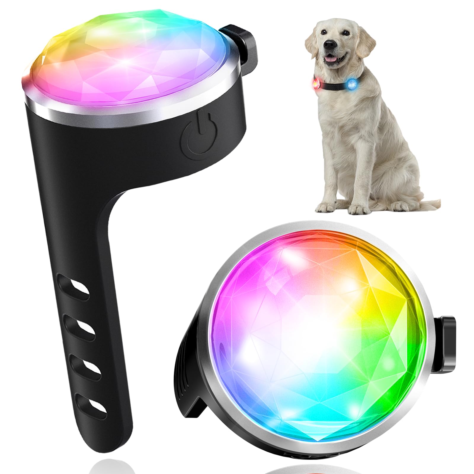 Tubasion diamond-shaped dog collar light shines bright for night visibility.