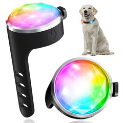 Tubasion diamond-shaped dog collar light shines bright for night visibility.