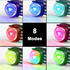 Tubasion dog lights showing eight color modes for customizable nighttime signaling