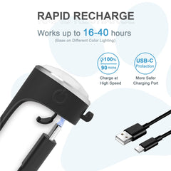 Tubasion USB-rechargeable collar light with long-lasting battery for adventures.