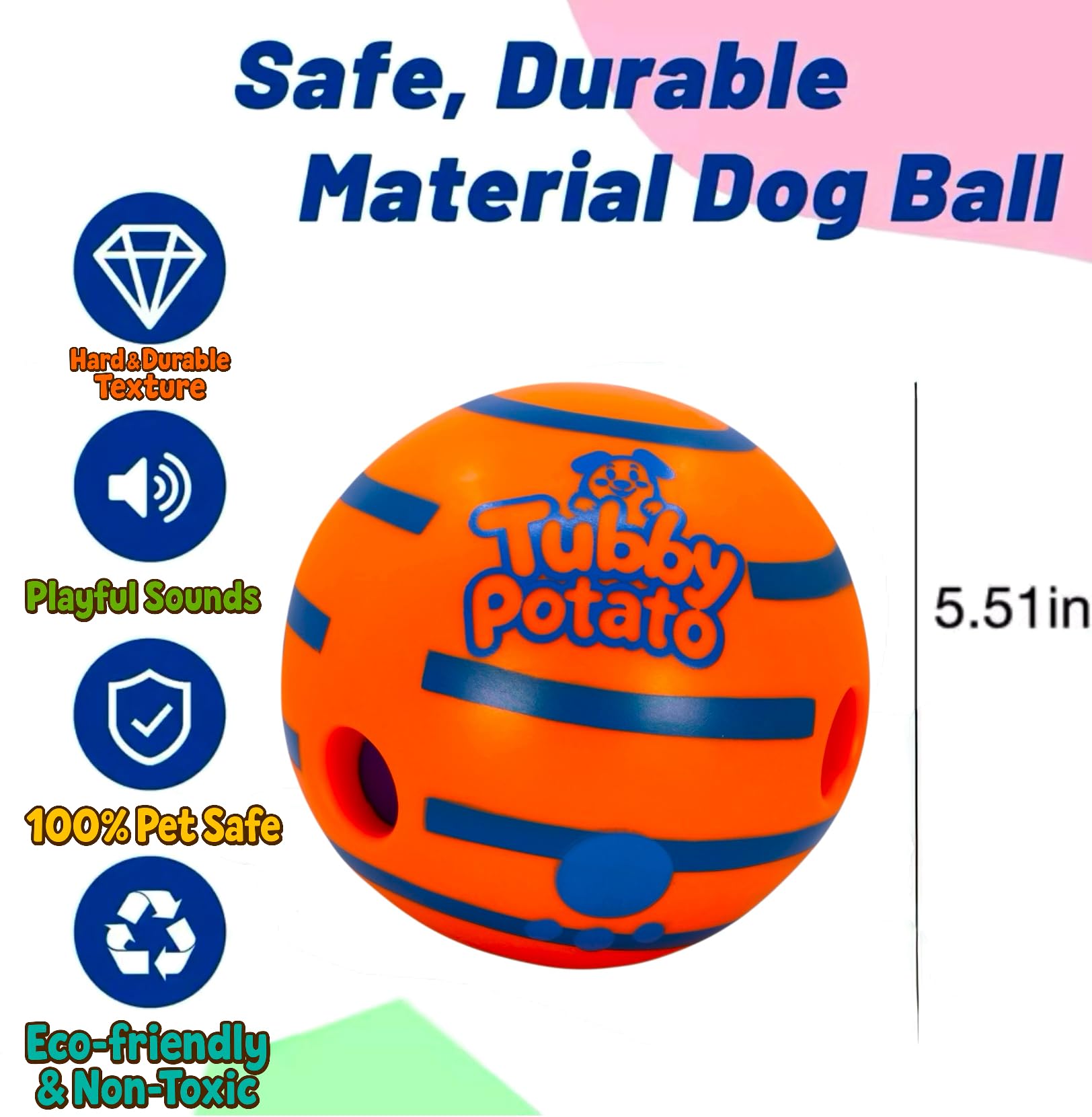 Tubby Potato Tater Tumbler uses durable non-toxic materials for safe fetch.