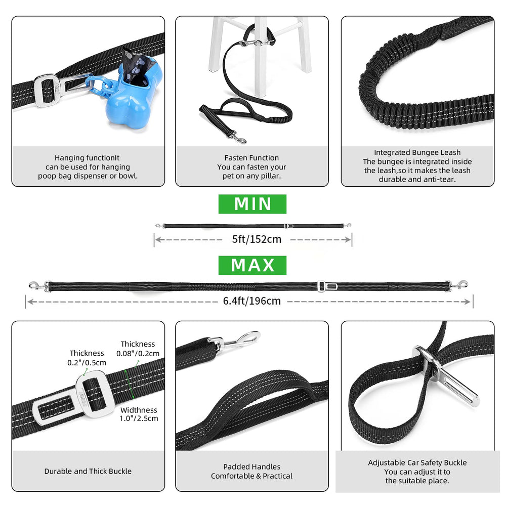 TUDEQU 4-in-1 dog walking belt earphone hole lets you listen while walking.