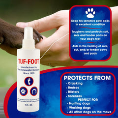 TUF-FOOT paw protection on hot concrete helps reduce burned paw risk.