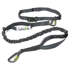 Tuff Mutt hands-free waist leash with carabiner clip for hands-free walking on trails.