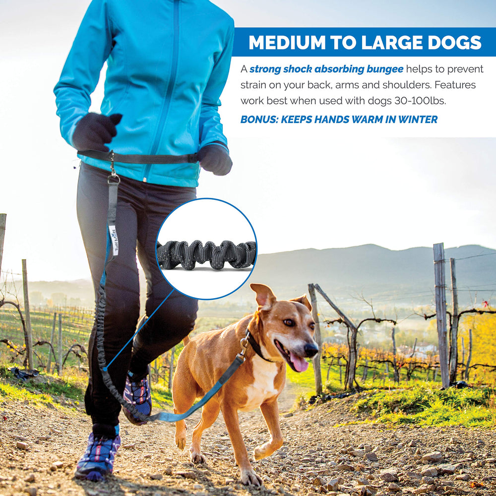 Tuff Mutt hip-handle control positions for easy guiding mid-stride.
