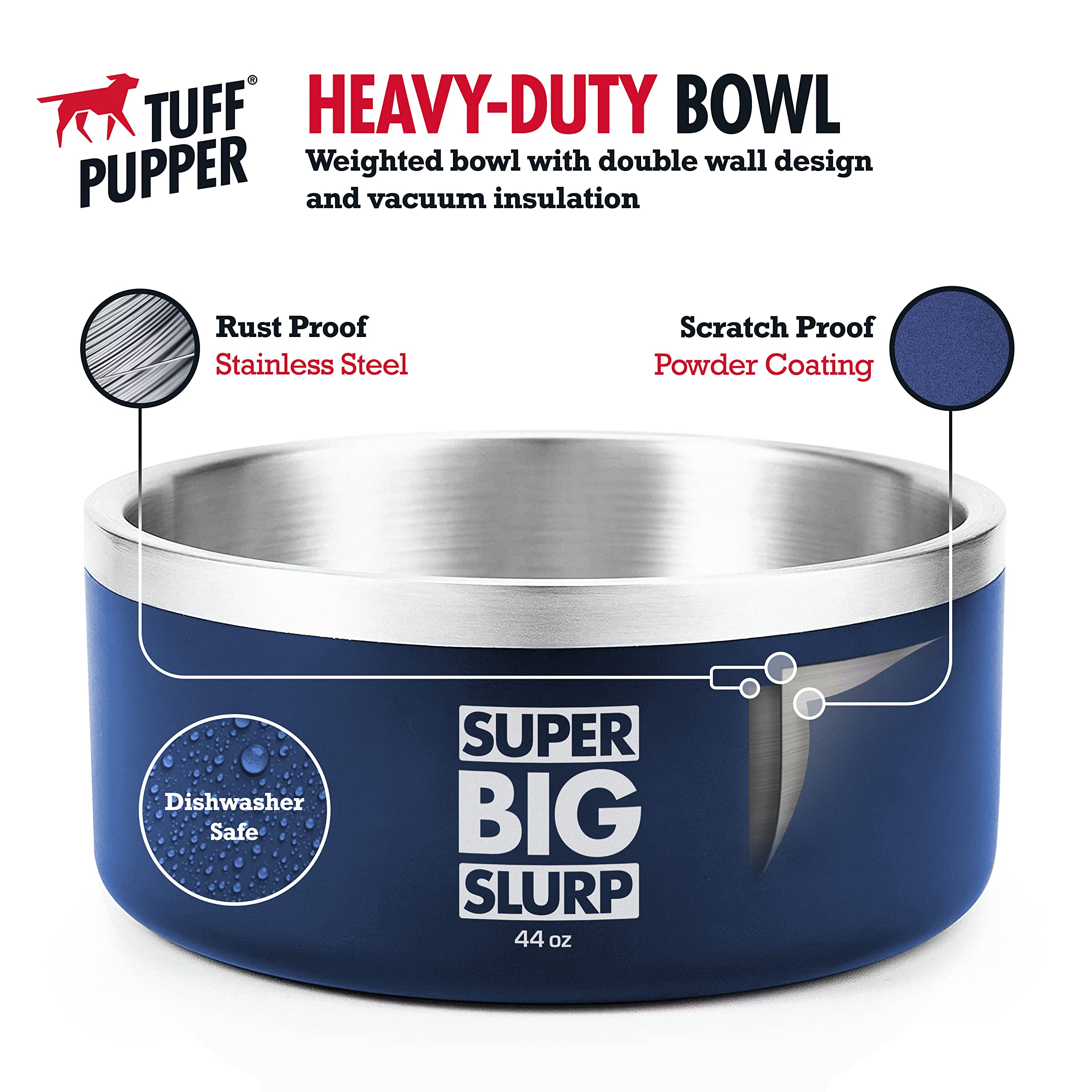 Tuff Pupper 44oz capacity bowl ready for small to medium pets during meals