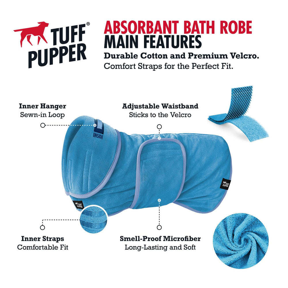 Tuff Pupper 800gsm plush fabric dog towel coat offers luxurious softness and fast absorption.