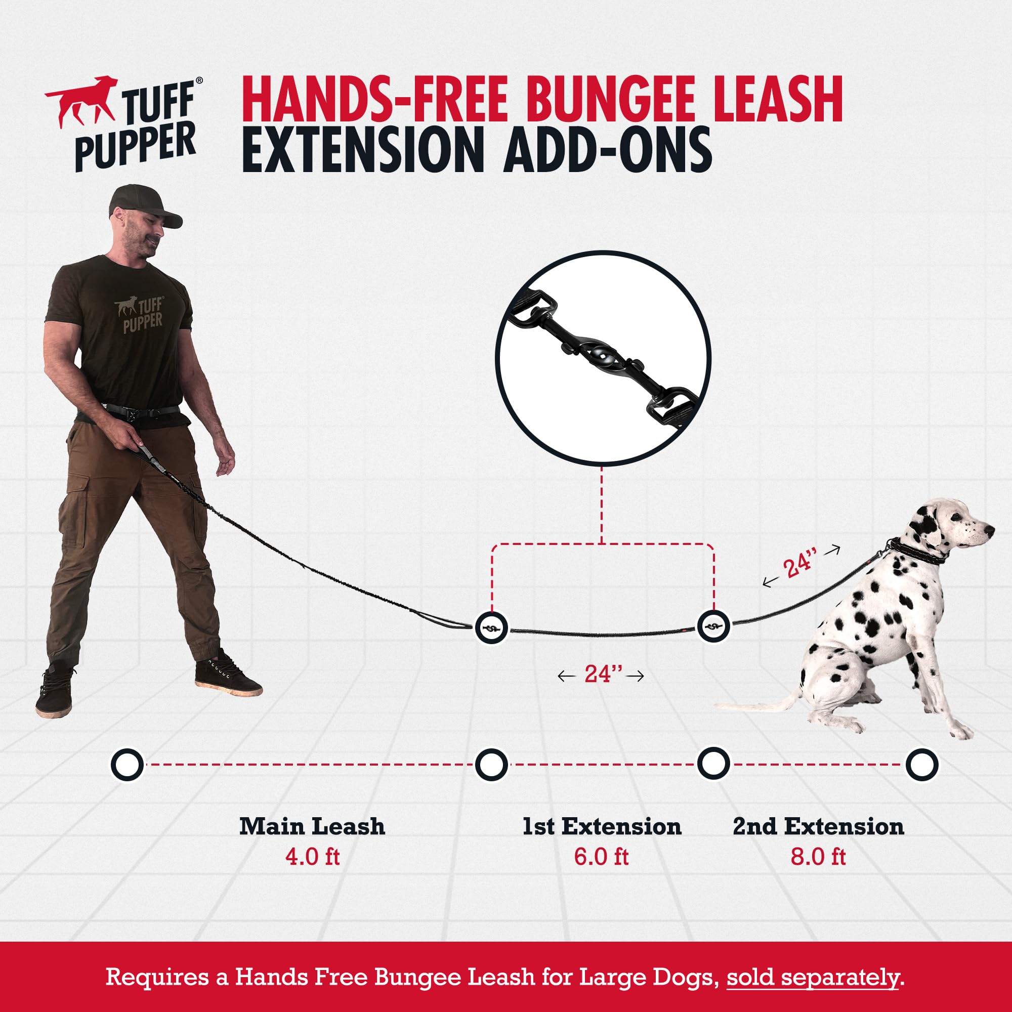 Tuff Pupper add-on bungee leash in action during a park walk.