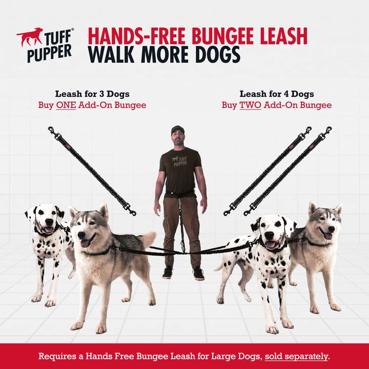 Tuff Pupper add-on bungee leash connection close-up with stainless steel clips.