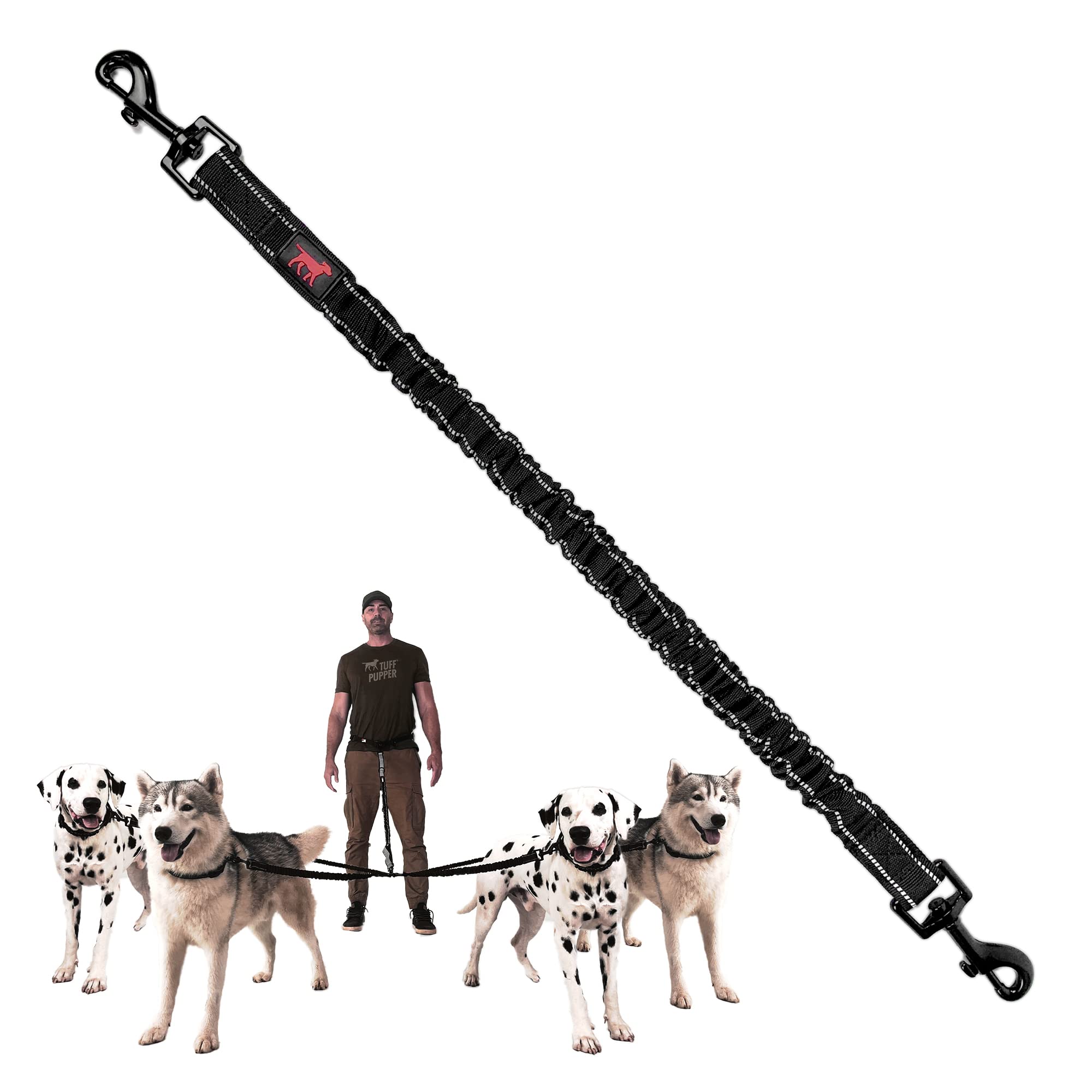 Tuff Pupper add-on bungee leash side view for triple-dog hands-free walking setup.