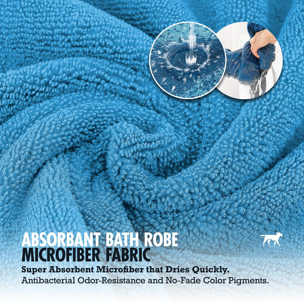 Tuff Pupper elastic leg straps keep robe centered during active drying.