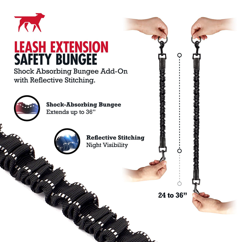 Tuff Pupper extension setup shows walking with extra length in crowded areas.