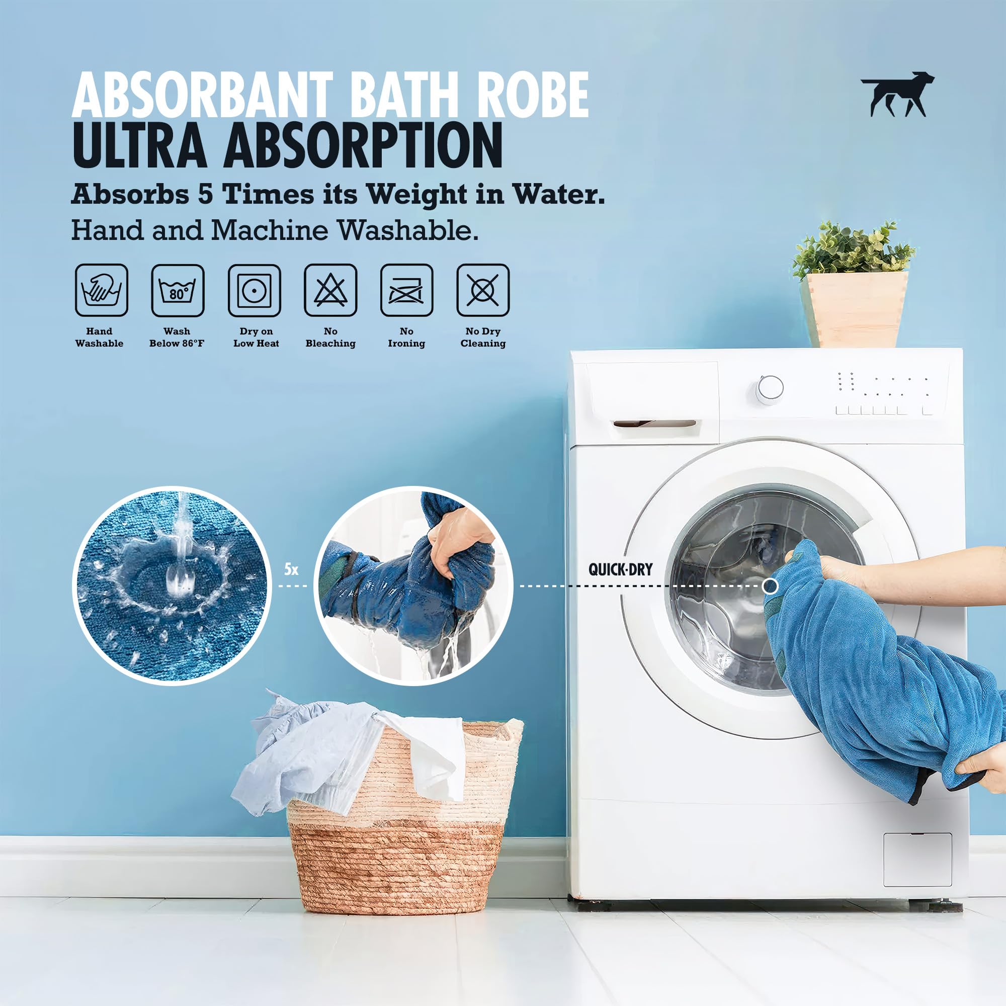 Tuff Pupper extra-long collar allows thorough neck and head drying.