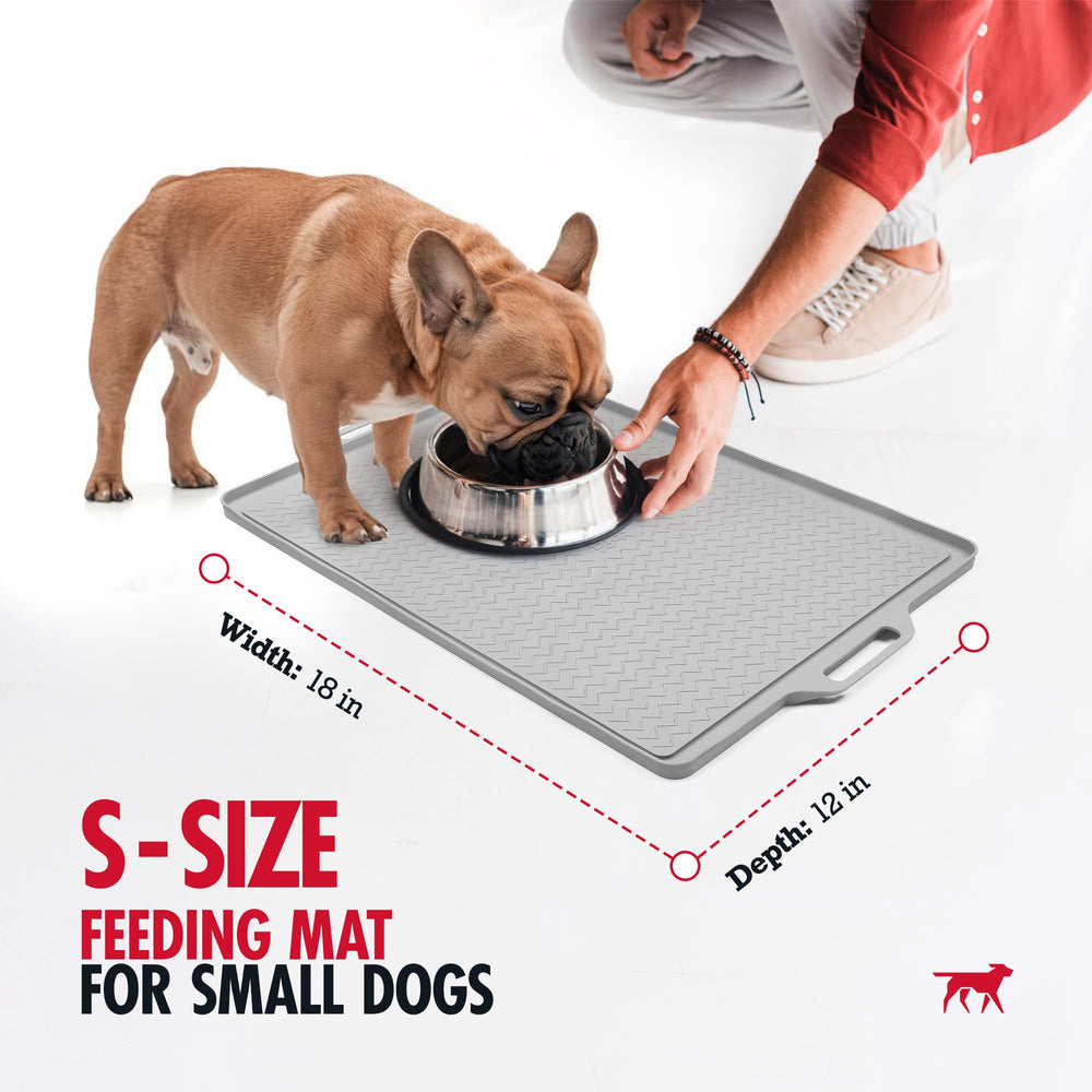 Tuff Pupper feeding mat anti-slip base holds bowls in place on slick floors.