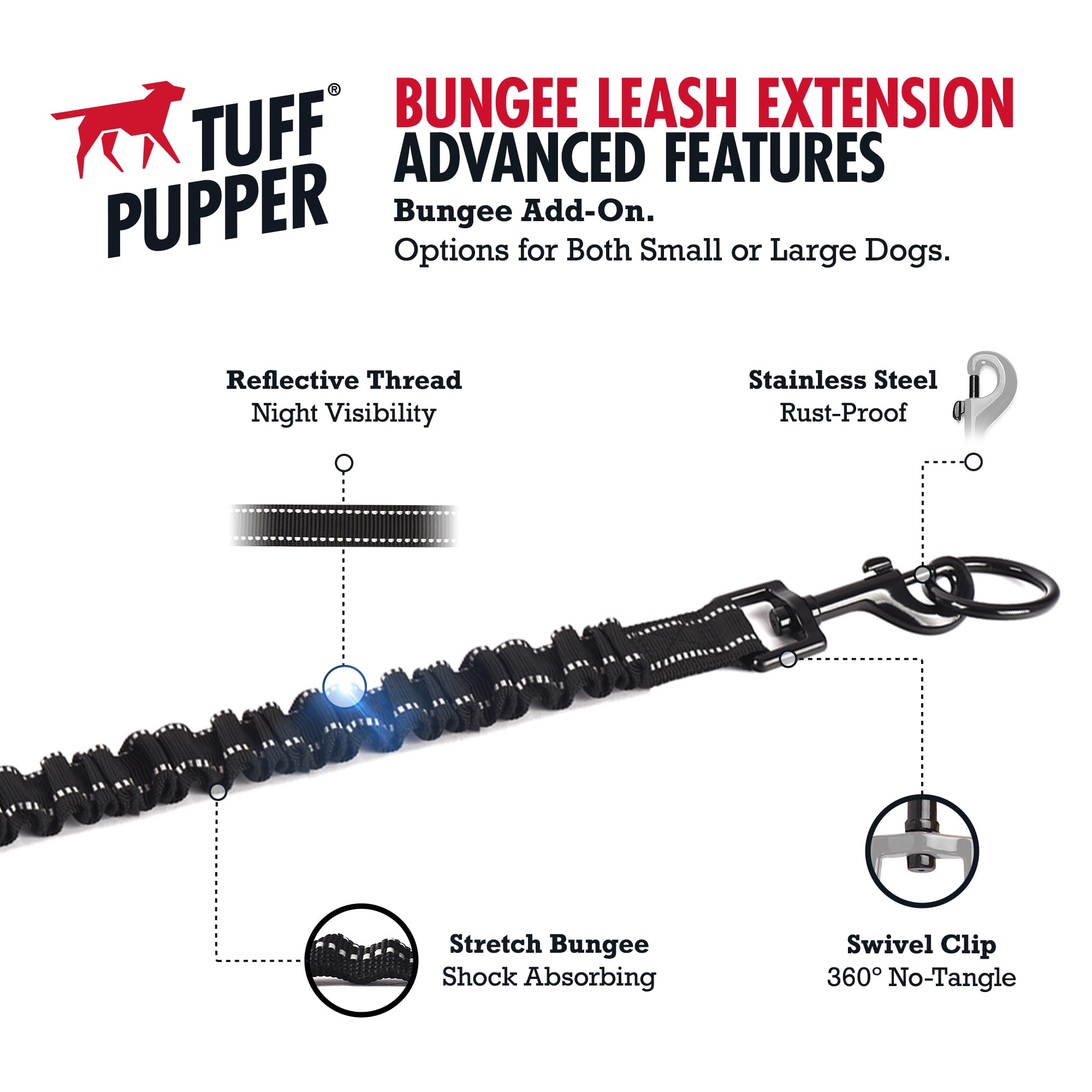 Tuff Pupper hands-free leash extension for large dogs offers more room to explore.
