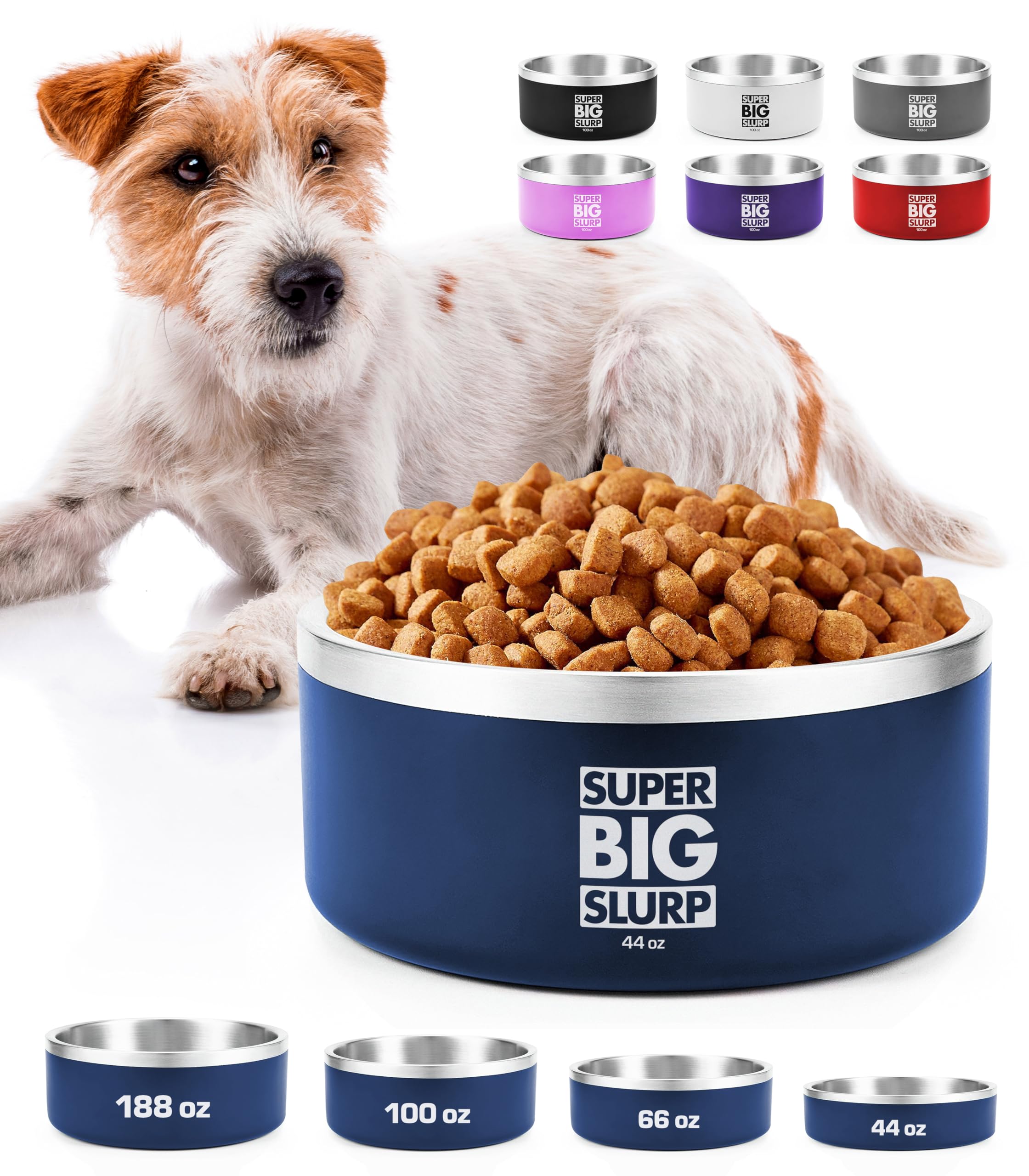 Tuff Pupper blue insulated bowl double-wall keeps water cooler for longer