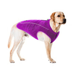 Tuff Pupper insulated fleece sweater front view showing warmth and soft knit purple coat