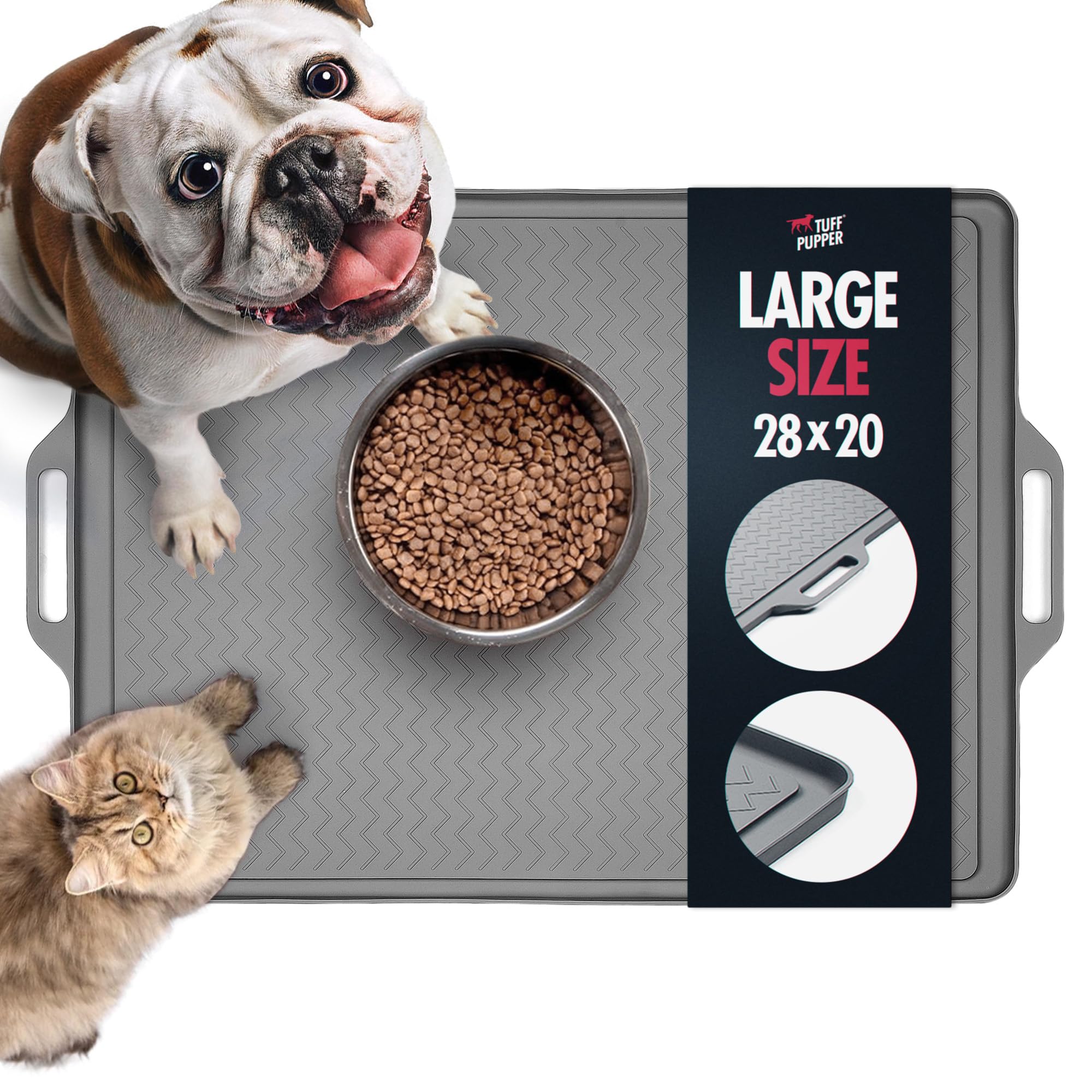 Tuff Pupper large-dog feeding mat 28x20 keeps meals contained and floors clean