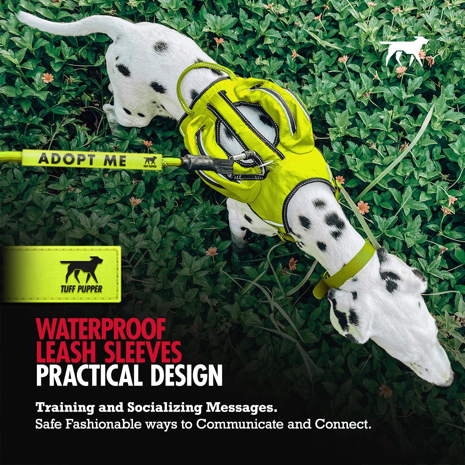 Tuff Pupper leash sleeve with contrasting text for quick recognition