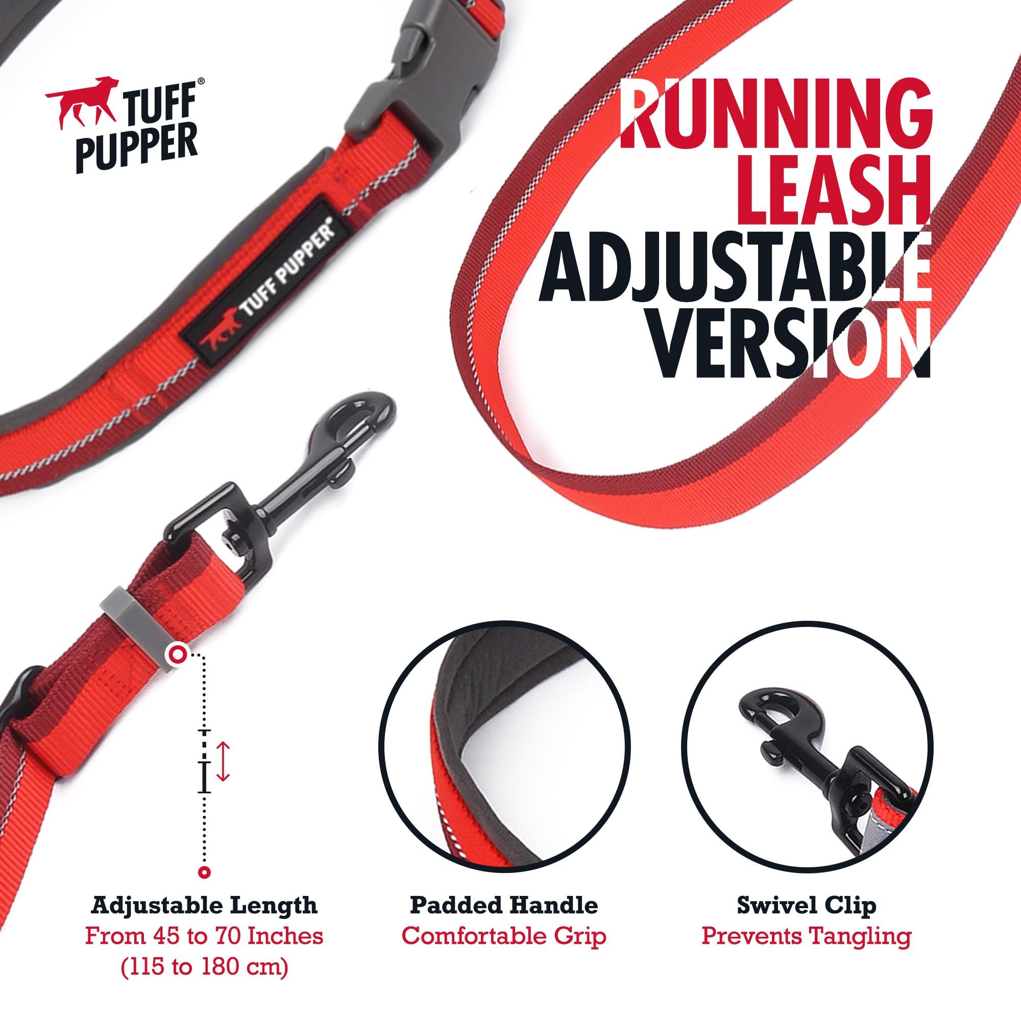 Tuff Pupper padded waist belt offers comfortable support during long jogs and hikes.