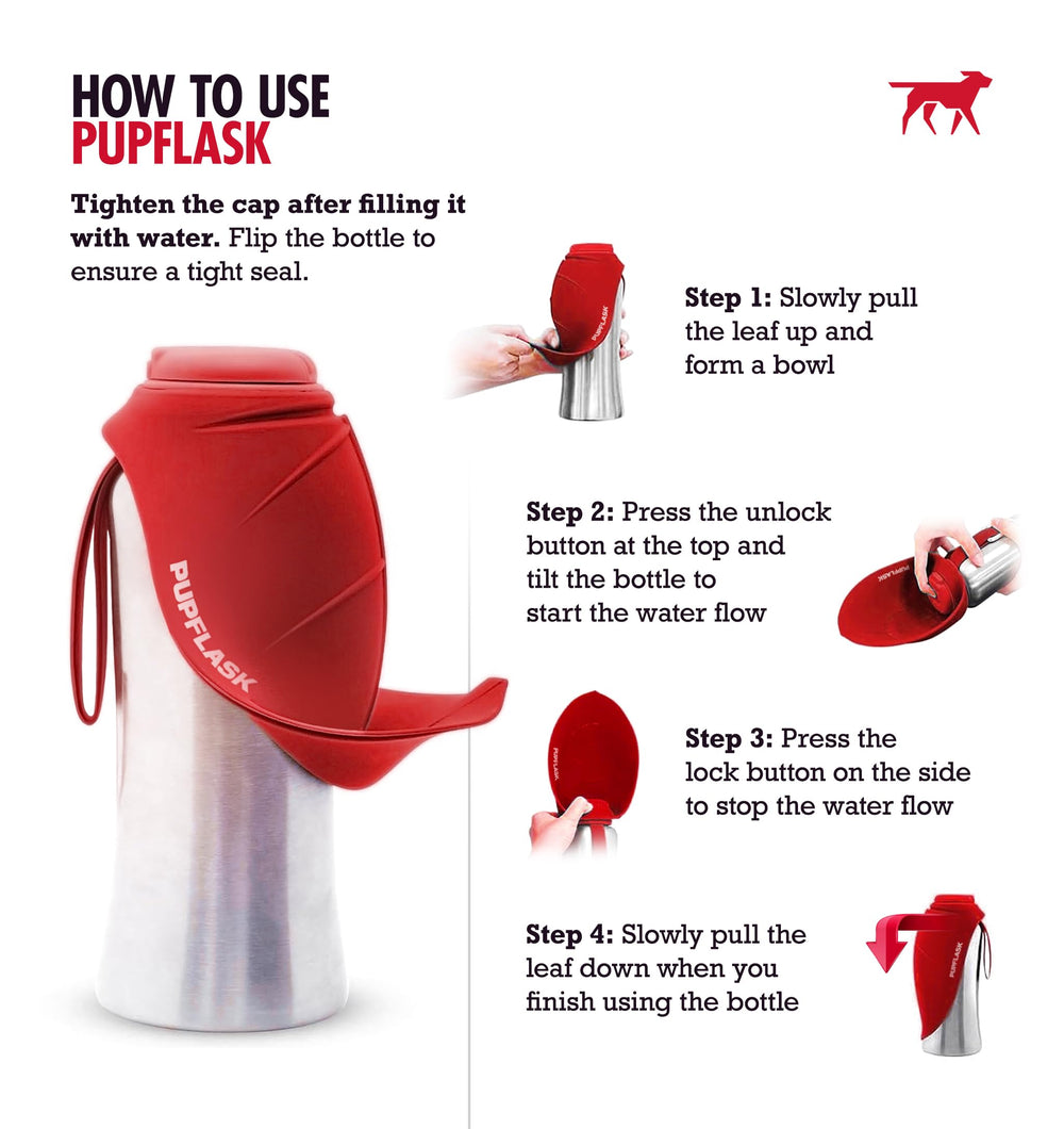 PupFlask leak-proof cap ensuring spill-free hydration during travel