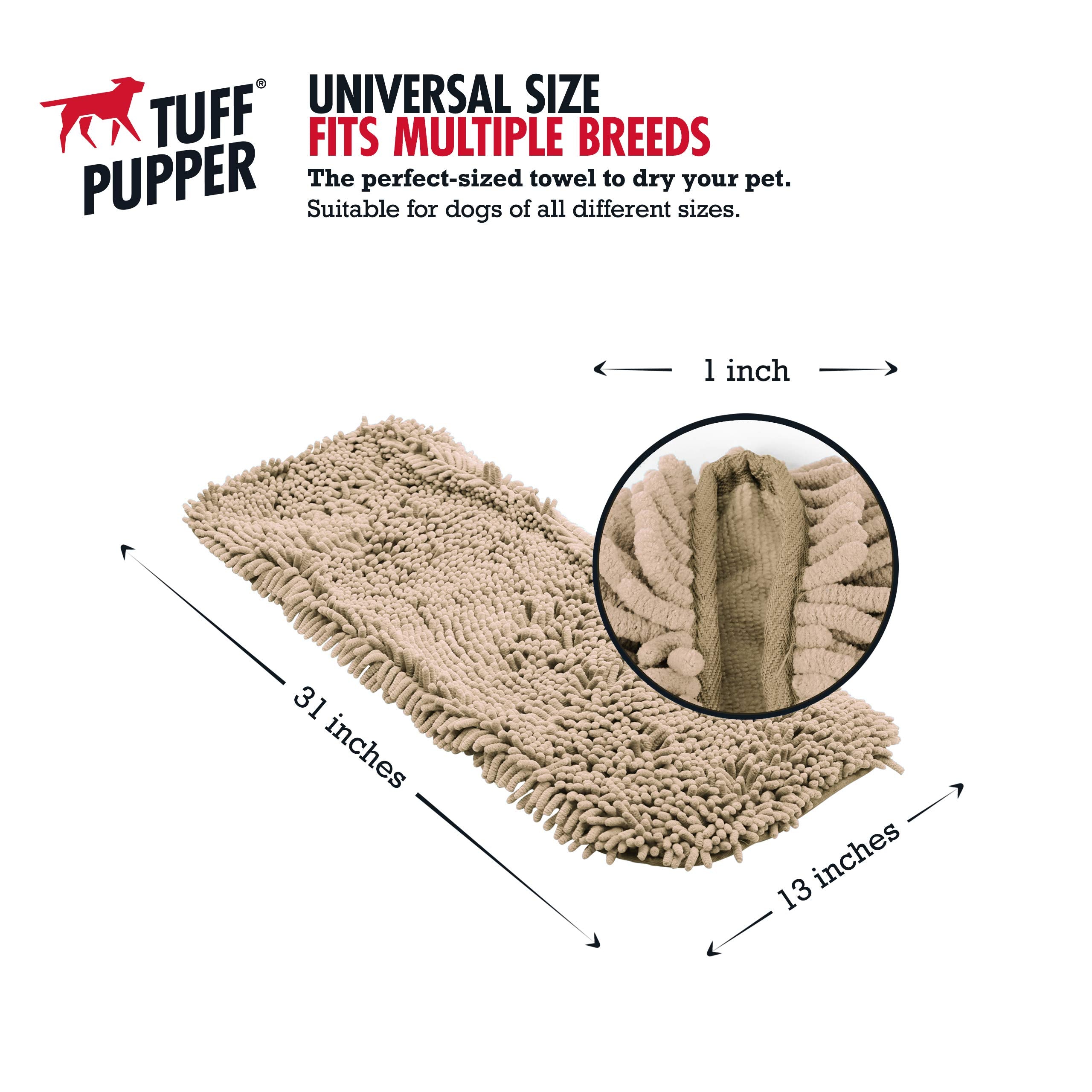 Tuff Pupper Quick Dry Towel dual pockets showing secure grip while drying