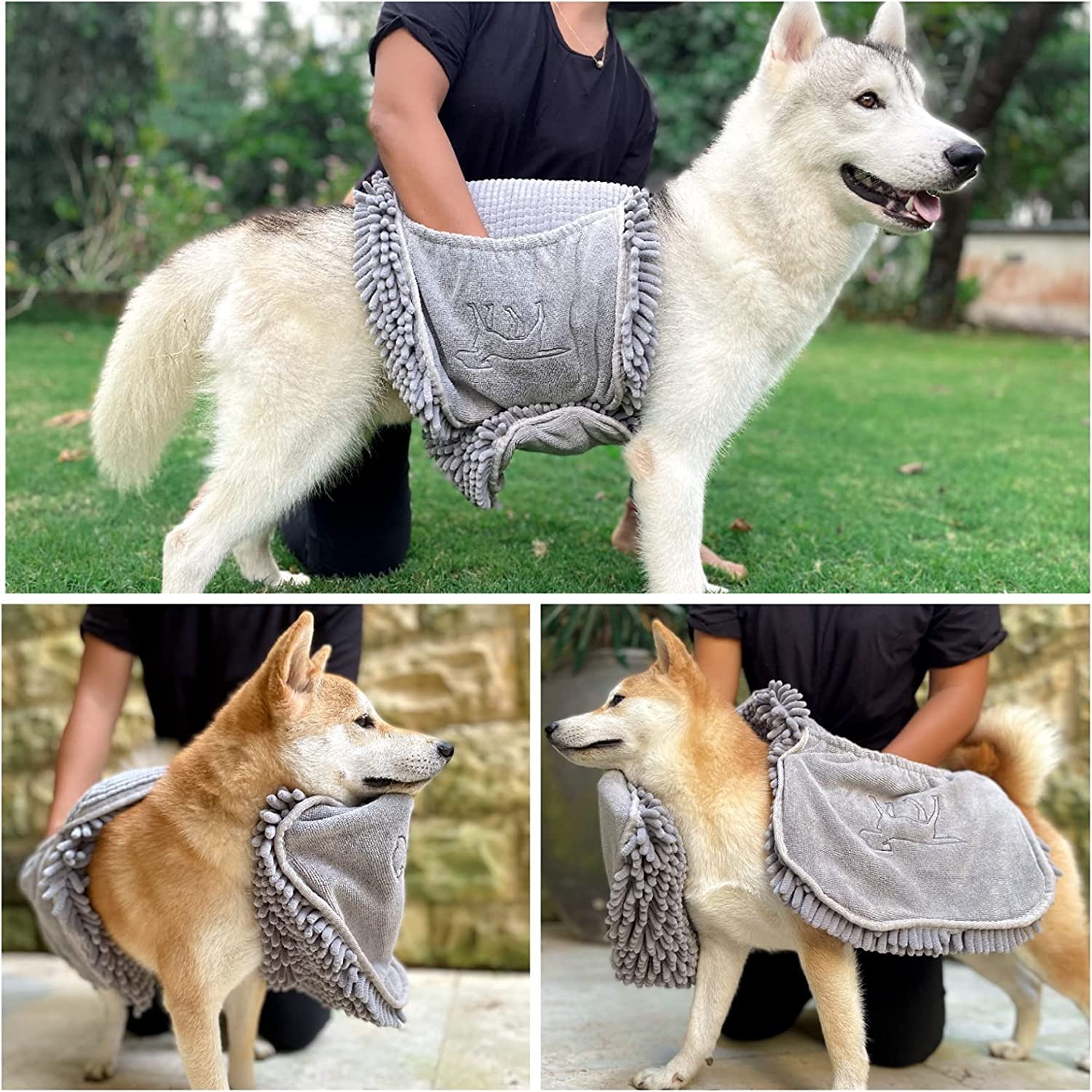 Tuff Pupper quick-dry action reduces drying time versus standard towels.