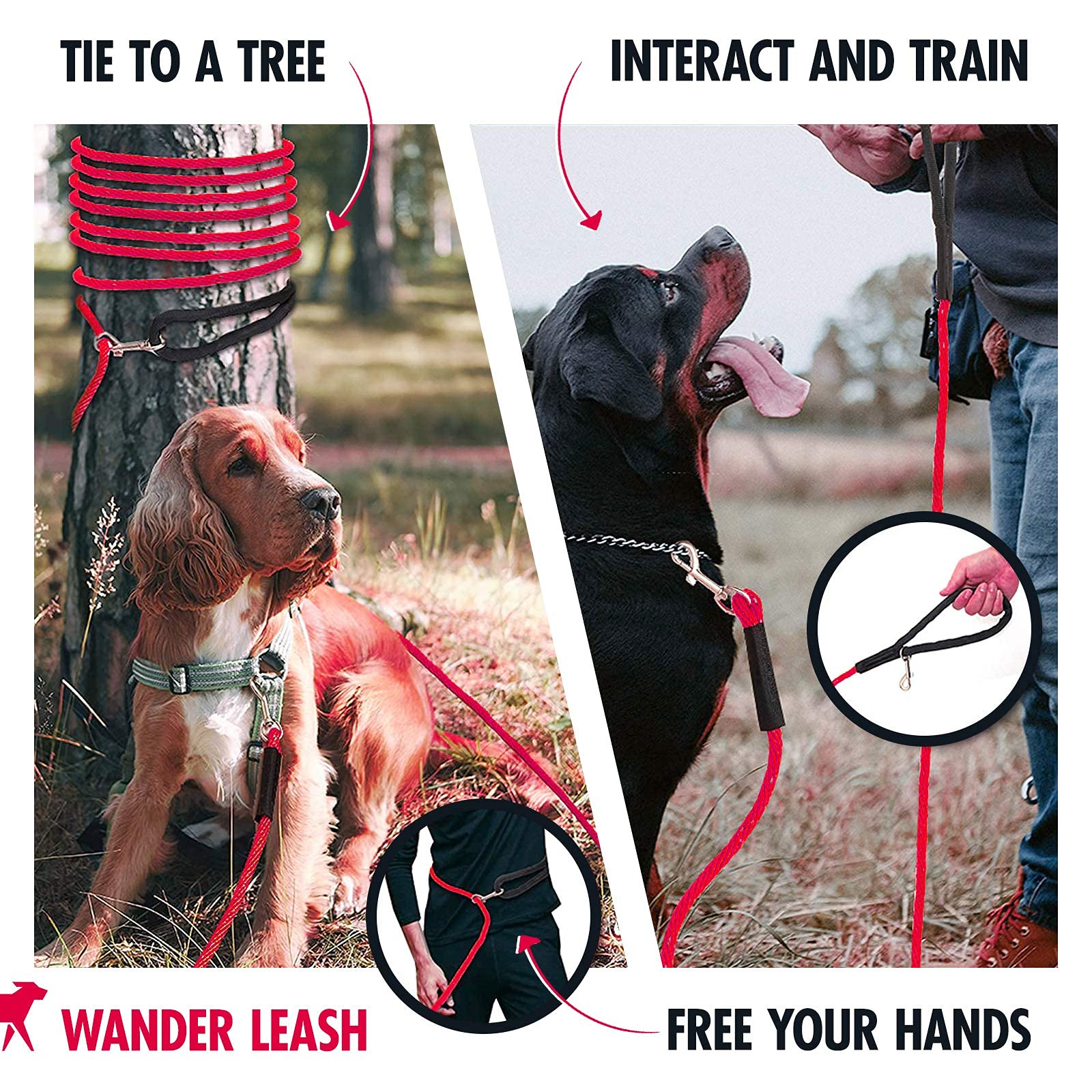 Tuff Pupper recall training in action demonstrates line-of-sight control.