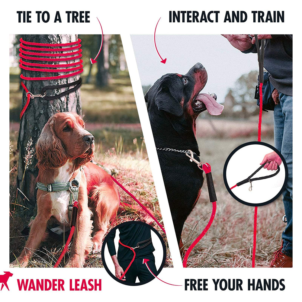 Tuff Pupper recall training in action demonstrates line-of-sight control.