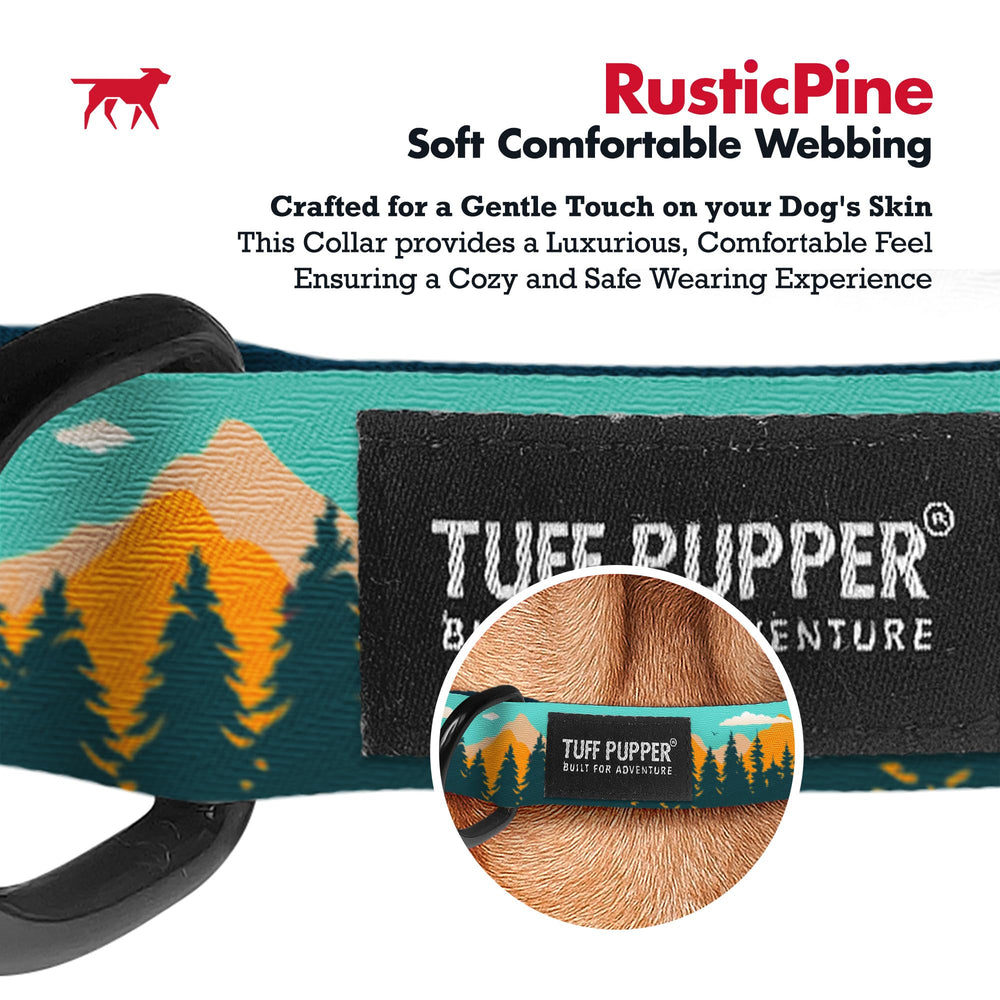 Tuff Pupper RusticPine pattern on dog neck communicates masculine style