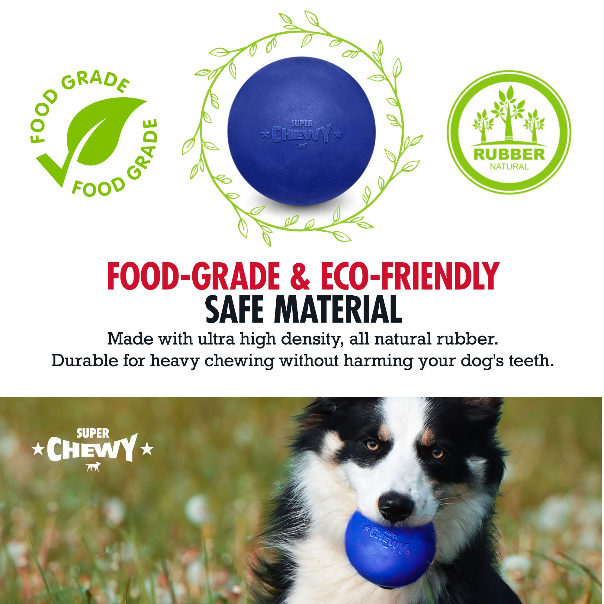 Tuff Pupper SuperChewy ball toy in fetch action supports energetic workouts.