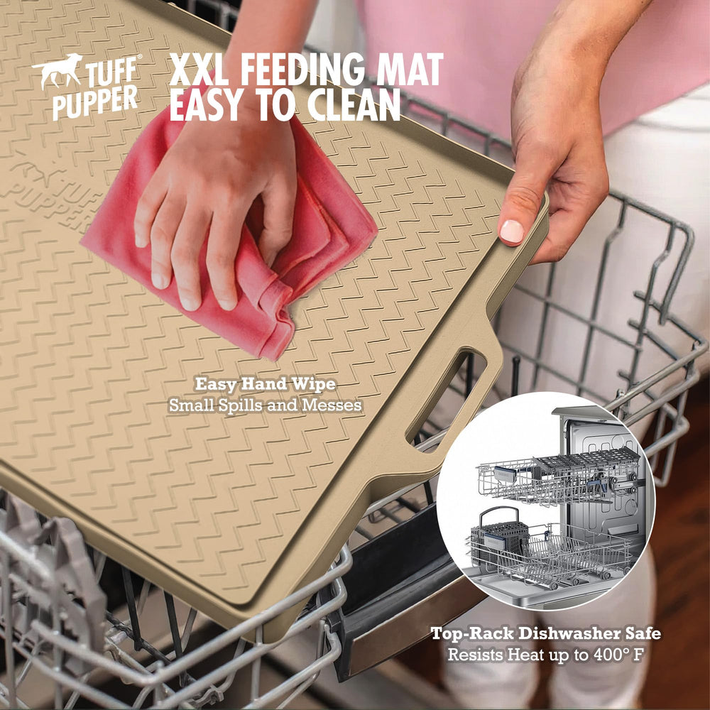 Tuff Pupper water gutter moat on mat protects food from being eaten