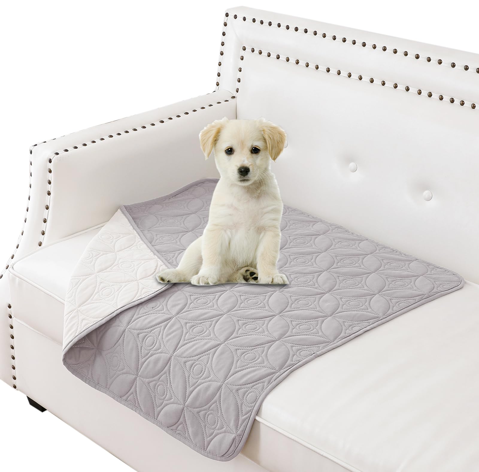 Tuffeel waterproof dog blanket front view protects sofa from spills and stains