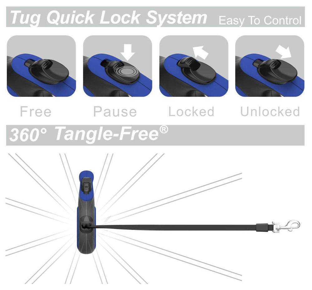 TUG 360° leash heavy-duty internal coil ensures consistent retraction.