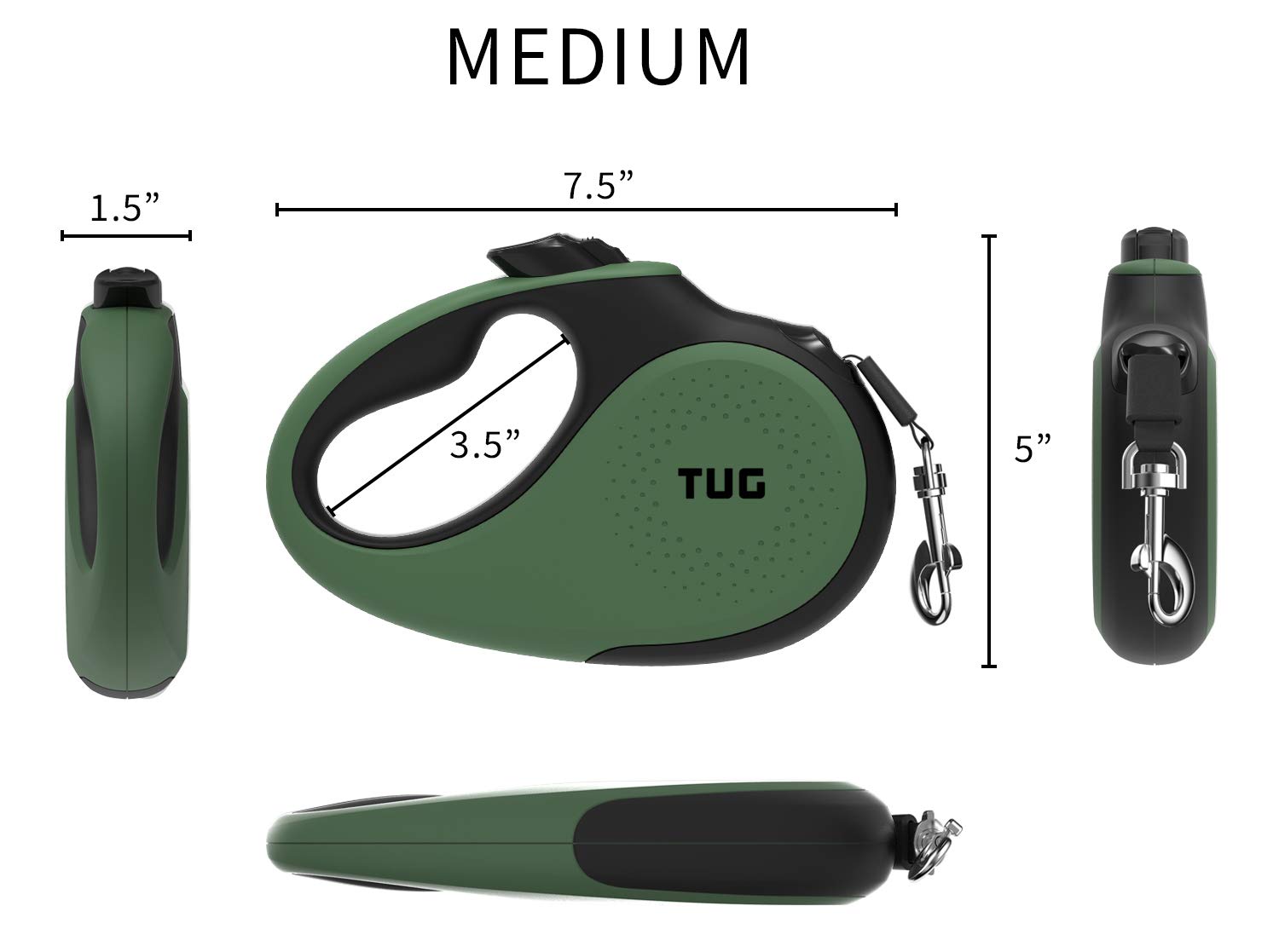 TUG anti-slip ergonomic handle provides comfortable grip for long strolls
