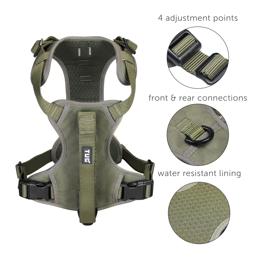 TUG Grab harness four-point adjustability ensures secure, comfortable fit.
