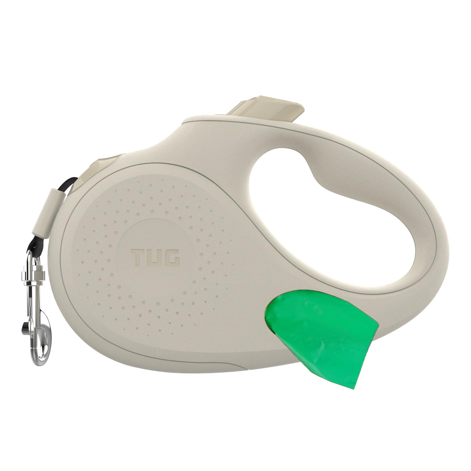TUG Oval 360° tangle-free leash in cream keeps walks smooth.