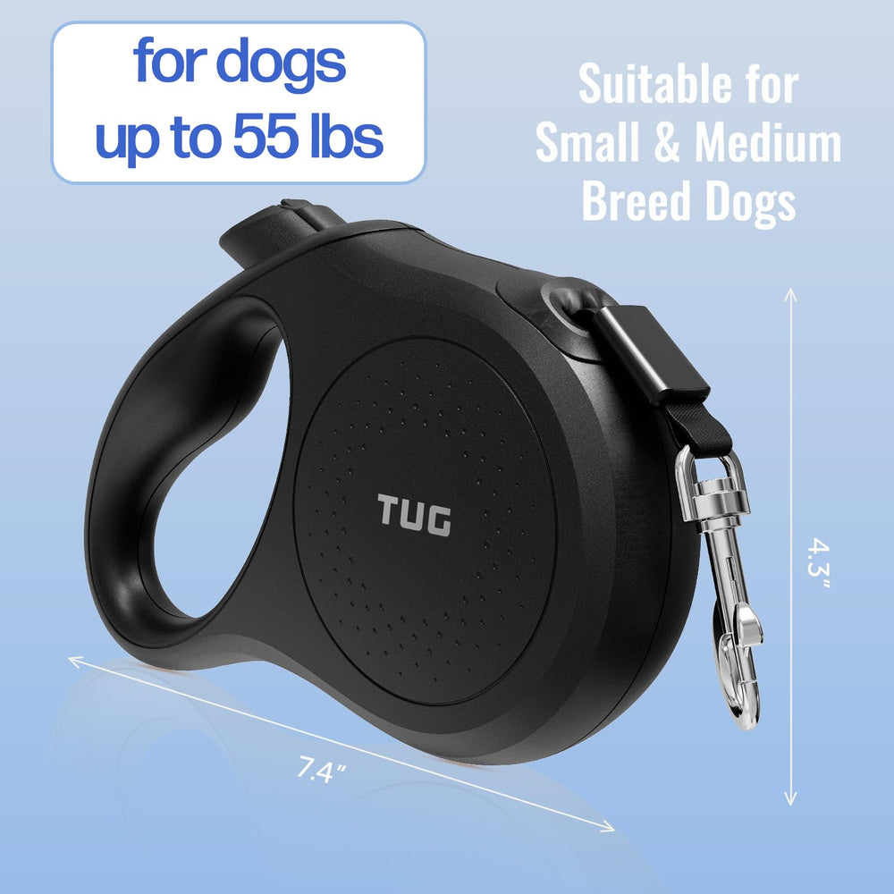 TUG Quest black leash shown in everyday walk scene emphasizing durability and reliability.