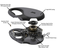 TUG retractable leash tape close-up highlighting smooth 360-degree movement.