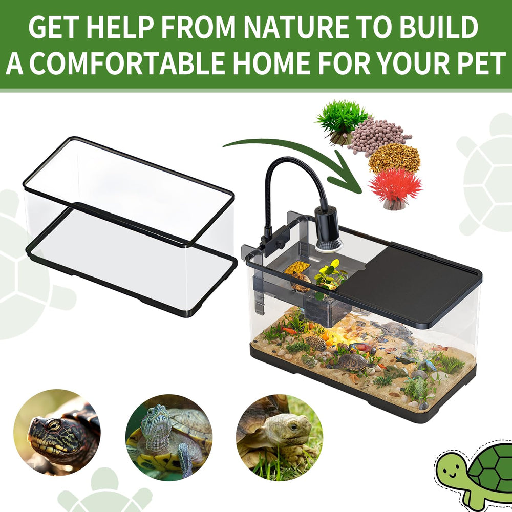 Tuhaoking turtle tank kit bottom drainage simplifies maintenance in small enclosure.