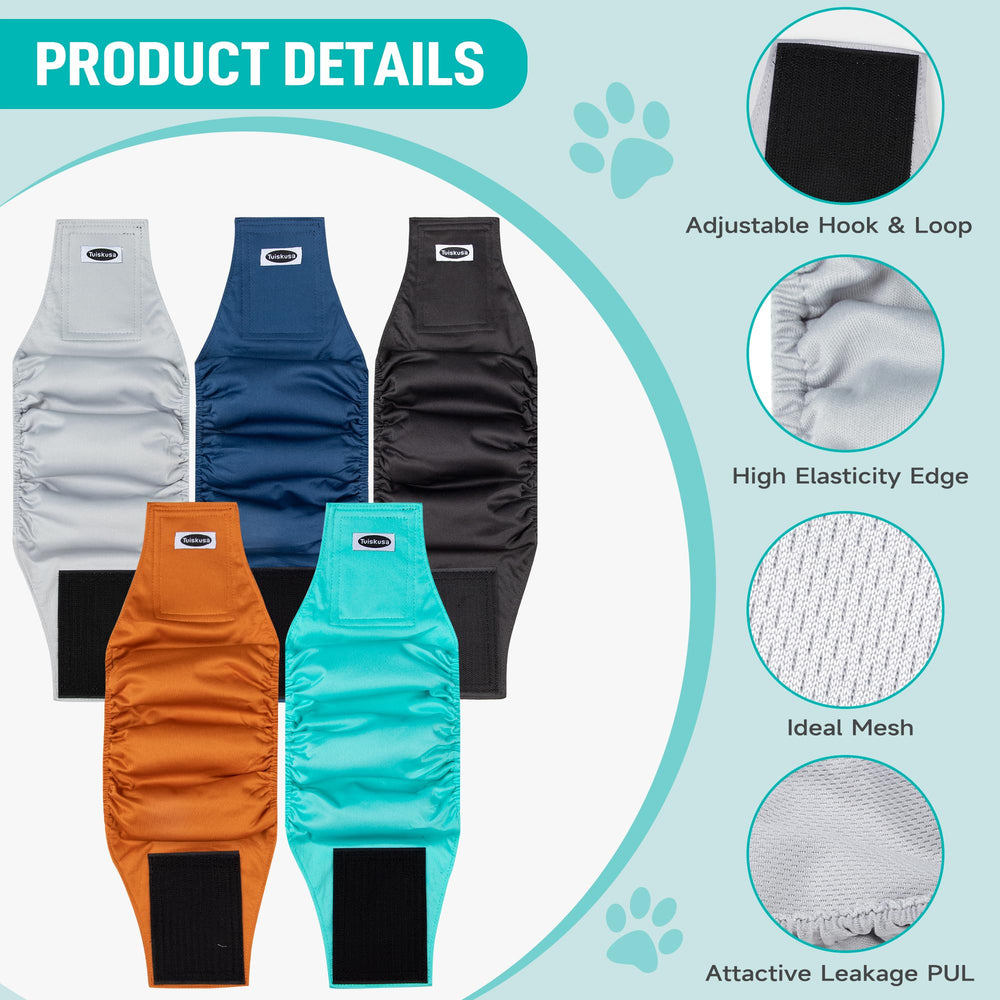 Tuiskusa size chart image helps pick the right fit for every male dog.