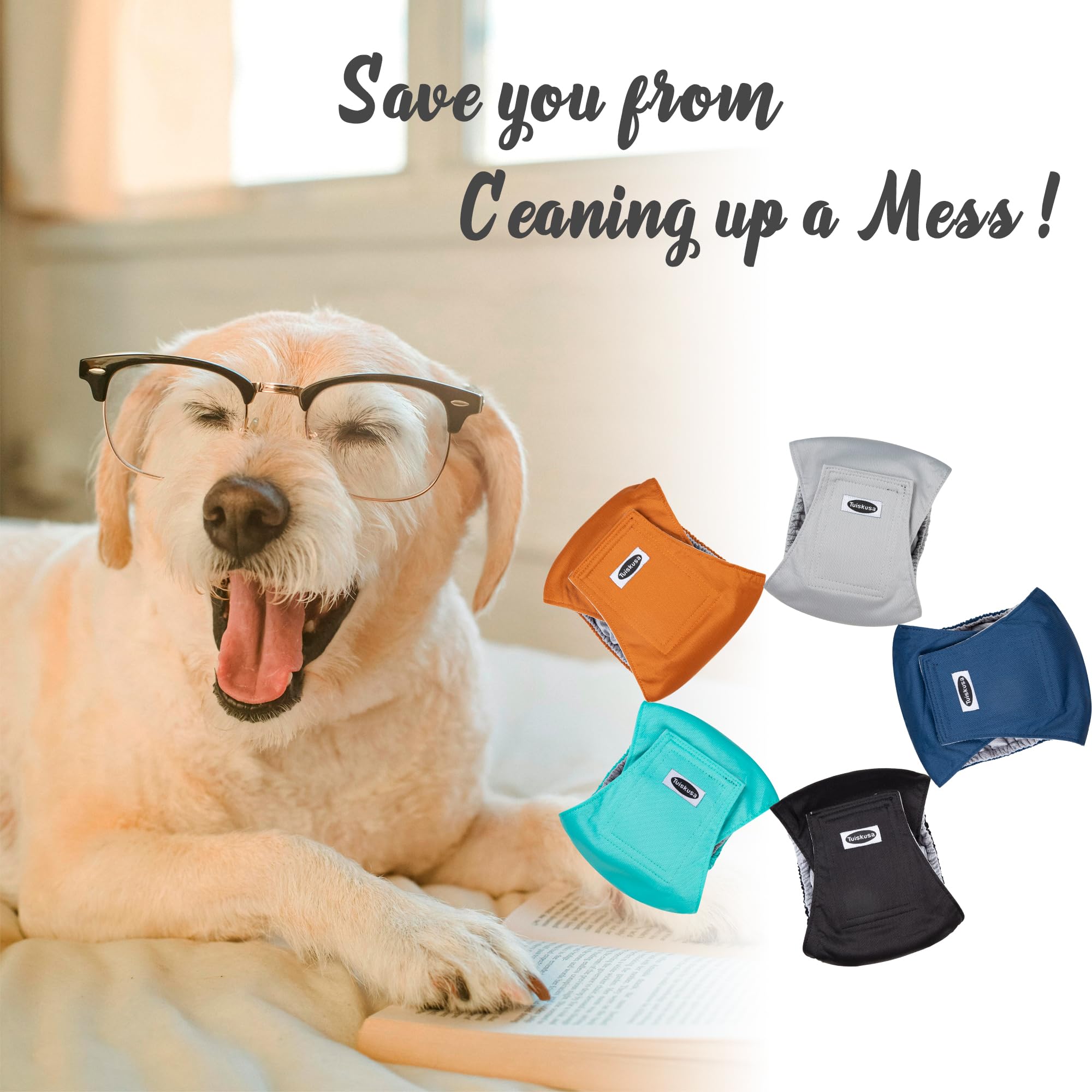 Tuiskusa male dog diapers size range image showing multiple sizes for a proper fit