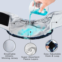 Tuiskusa male dog wraps show secure Velcro closure for active dogs