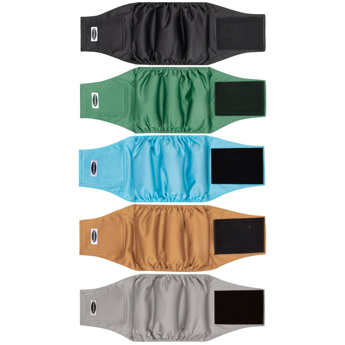 Tuiskusa pack of five male dog diapers, ready for quick changes on the go.
