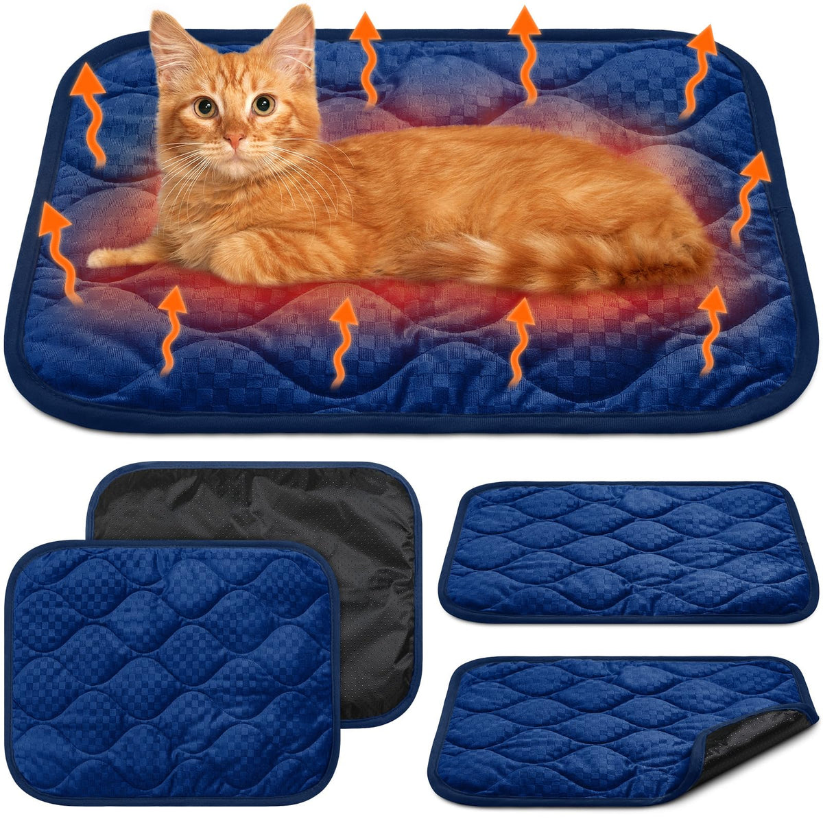 Tujoe self-warming cat mat 4pack unfolded provides cozy warmth for indoor cats