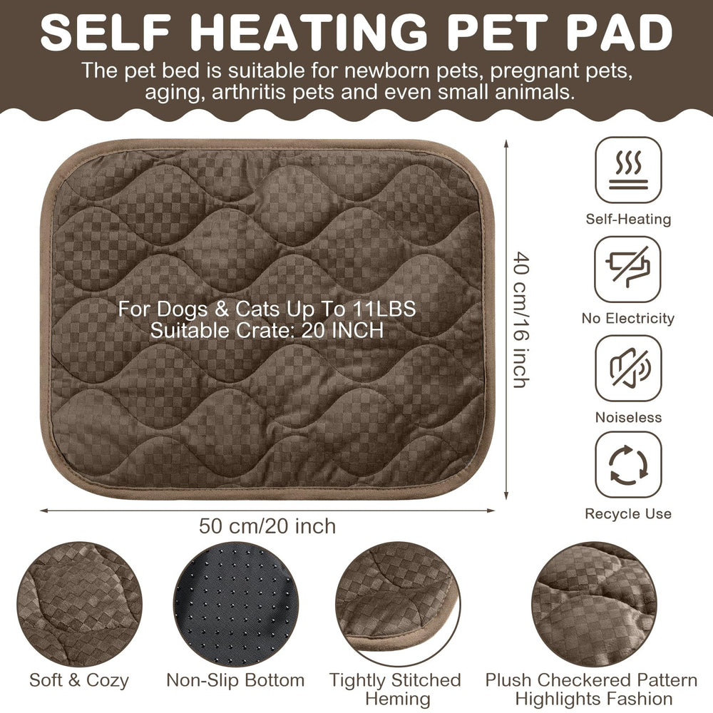 Tujoe self-warming cat mat coffee angled view highlighting plush warmth for curling up