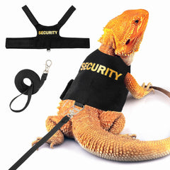 TUKOAW Bearded Dragon Harness back view showing secure straps for escape prevention