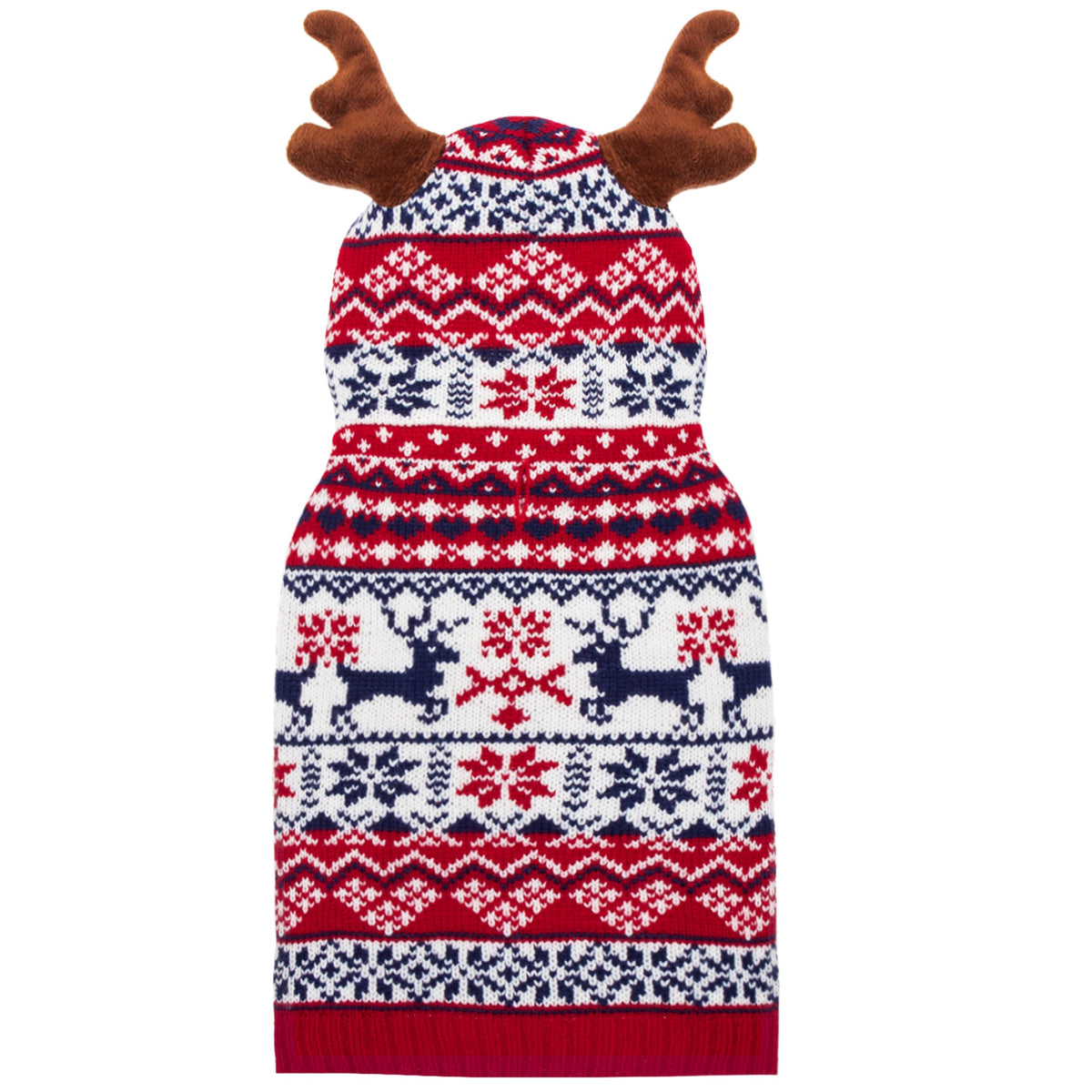 TUKOAW Christmas dog sweater with elk pattern keeps pets warm and festive.